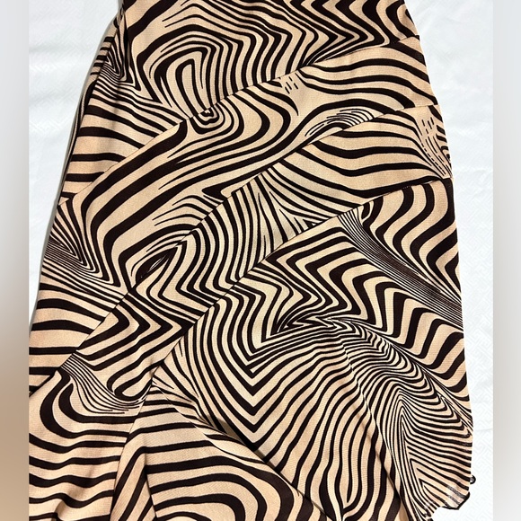 Y2K spaghetti strap Tan and brown dress with long side tail from ms J size M - Picture 4 of 9